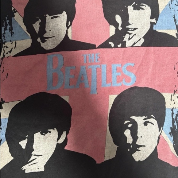The Beatles Black Tee with Blue and Pink Design - Picture 2 of 4